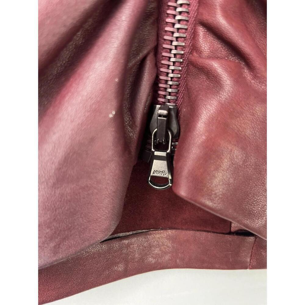 Veronica Beard Leather Zip Ruched Mini Skirt Burgundy Size 6 US - Picture 3 of 5